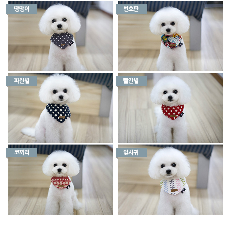 [무료배송] 쏘울펫 패션 스카프 코끼리/땡땡이/번호판/잎사귀/빨간별/파란별 S-M 2번째