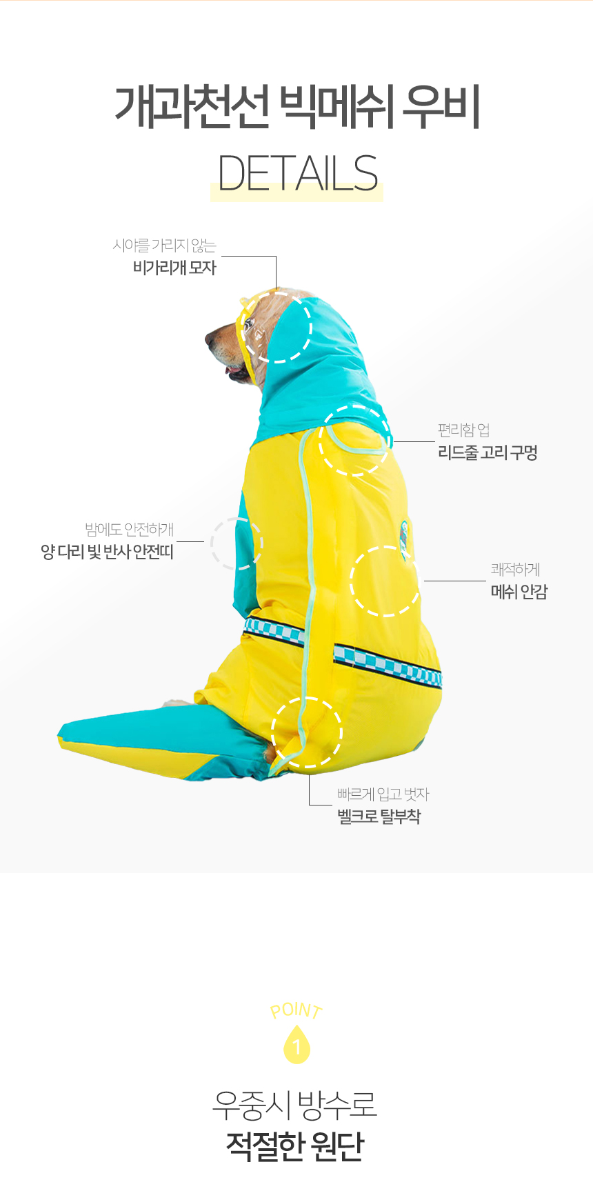 [NEW신상][무료배송] 개과천선 빅메쉬 우비 민트 옐로우 (3XL/4XL/5XL) 4번째