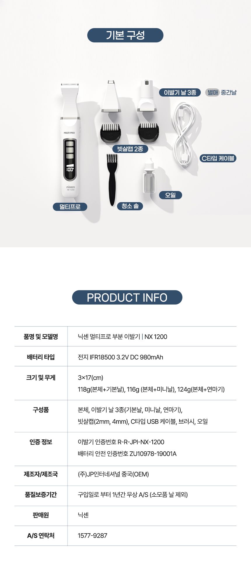 [무료배송] 닉센 멀티프로 부분이발기 NX-1200 32번째