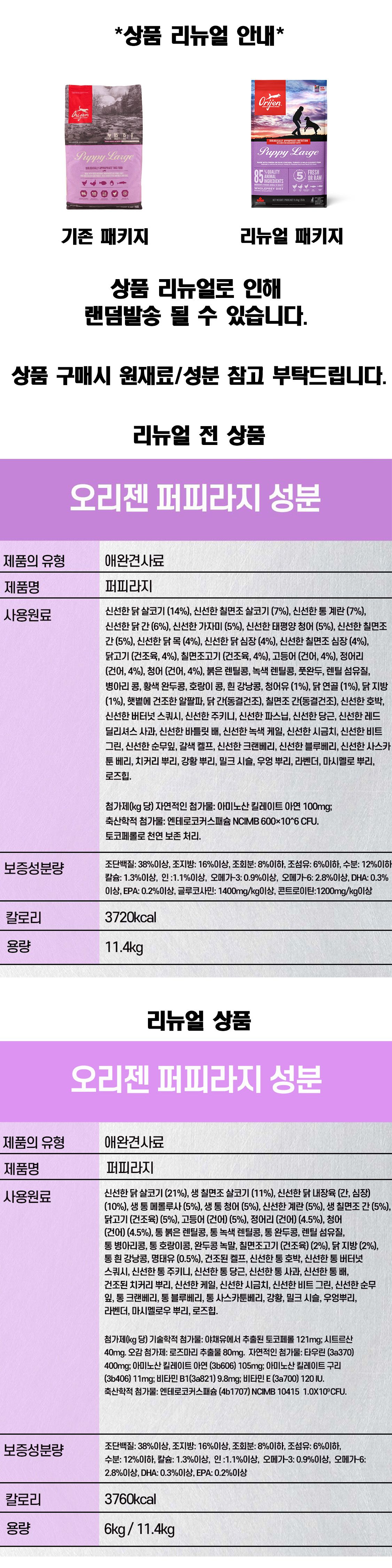 오리젠 독 퍼피 라지브리드 11.4kg 1번째