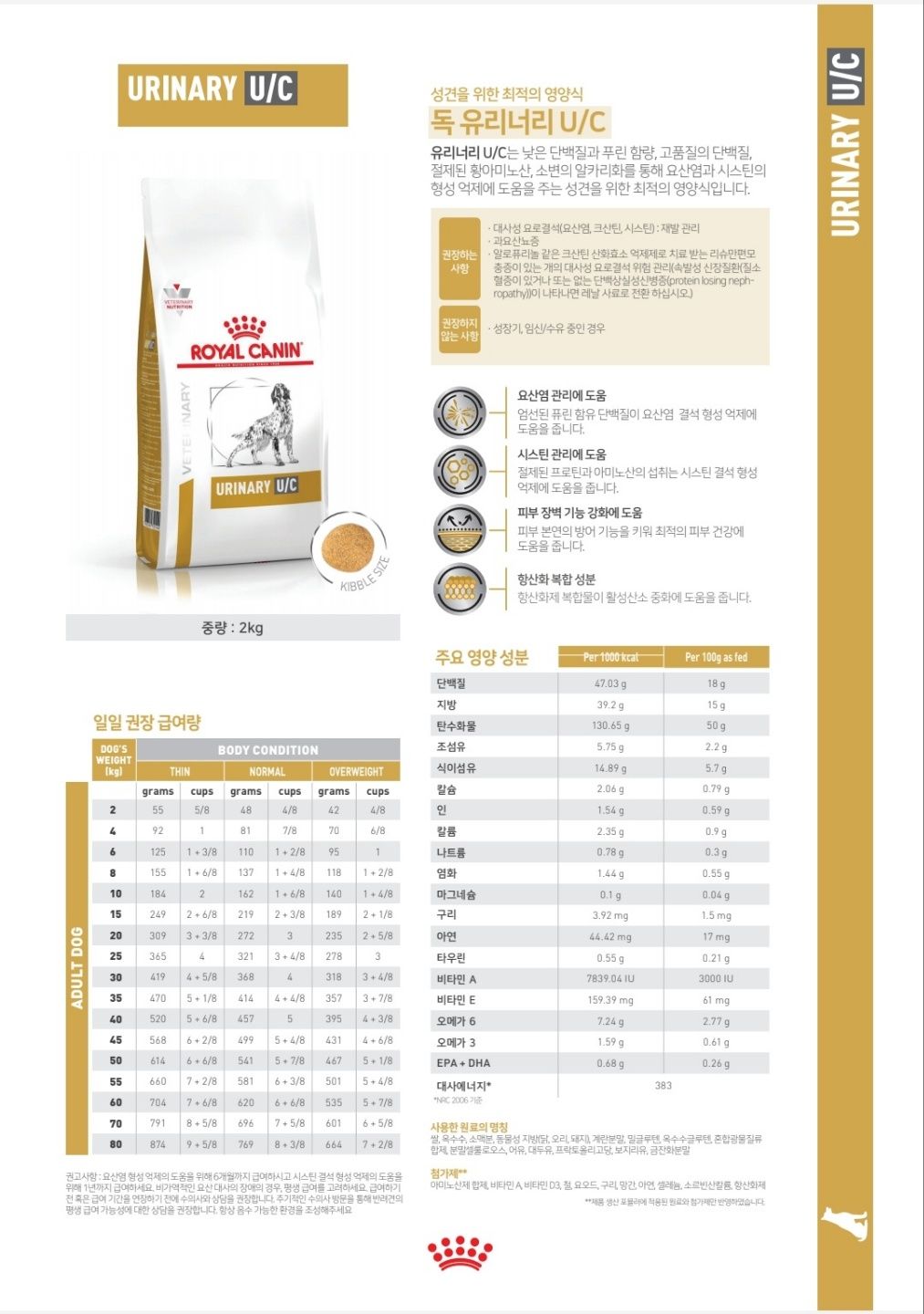 [무료배송] 로얄캐닌 독 유리너리 U/C 2kg 1번째