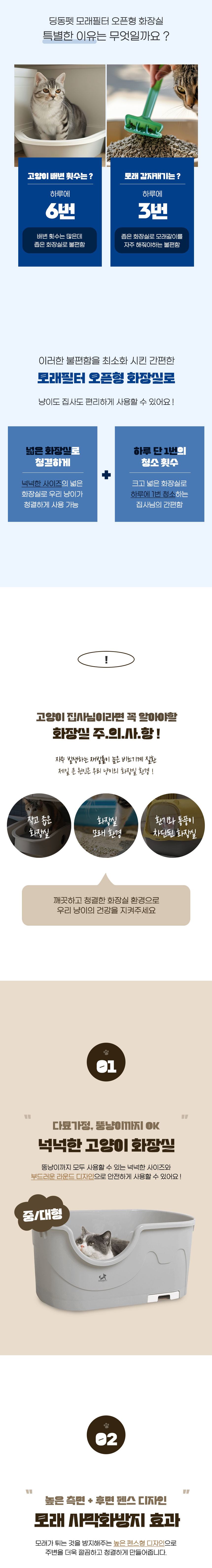 [무료배송] 딩동펫 고양이 모래 필터 오픈형 화장실 2번째