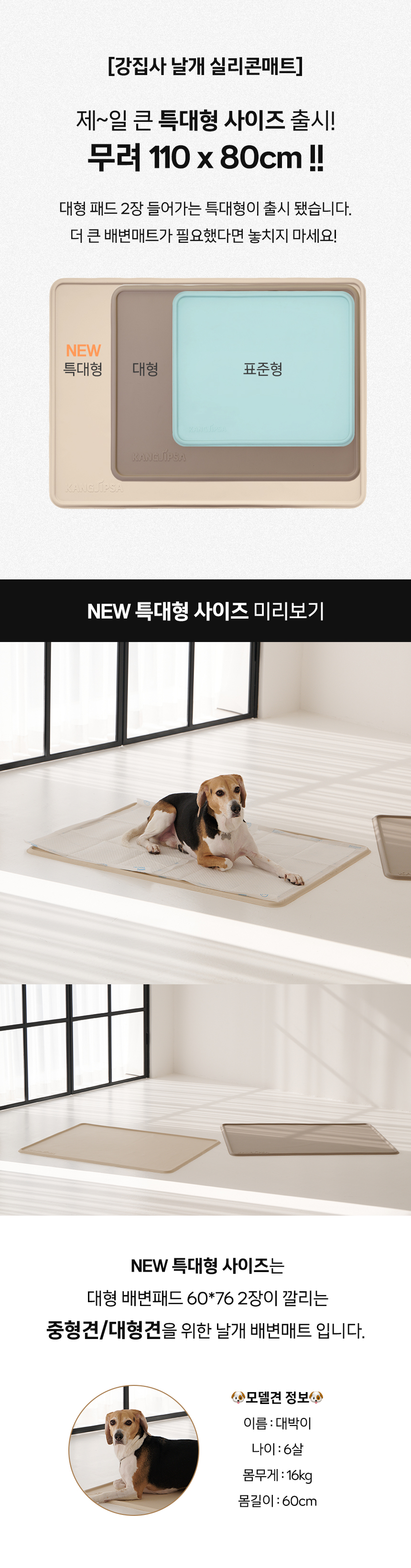 [무료배송] 강집사 실리콘 날개 배변매트 대형 베이지/그레이지/민트 1번째