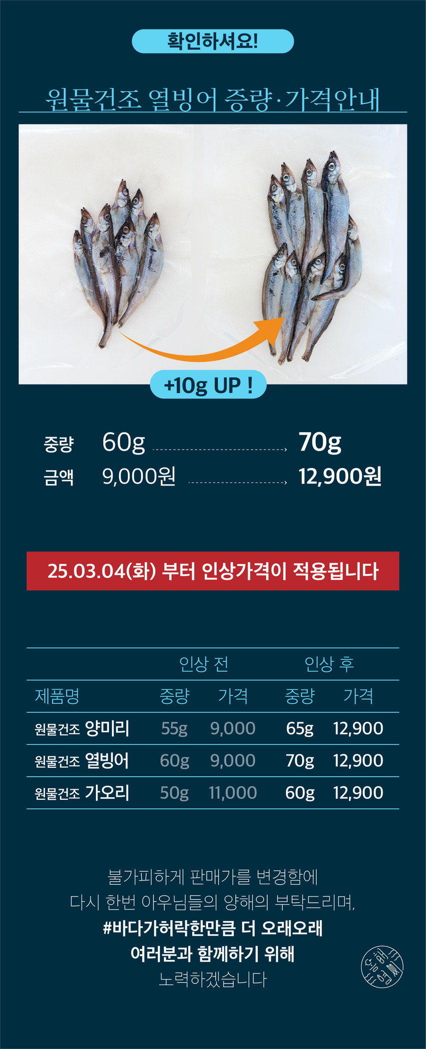 [무료배송] 동해형씨 원물건조 열빙어 70g 1번째