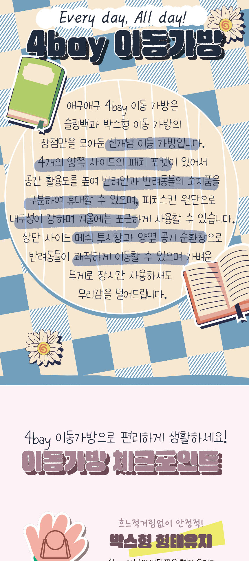 [무료배송] 애구애구 이동가방 4베이 슬링백 네이비/그레이 2번째