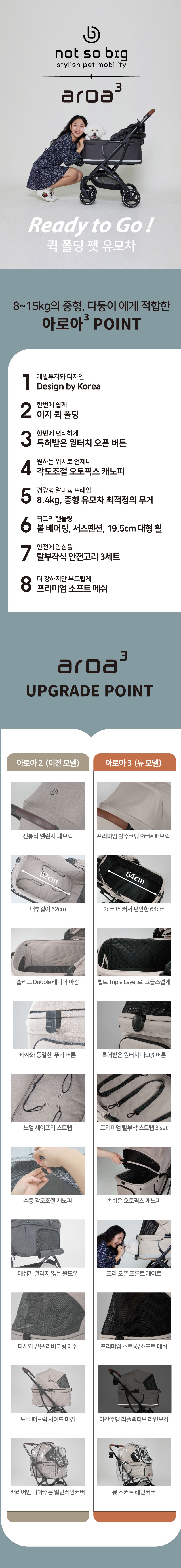 [NEW신상][무료배송] 낫쏘빅 아로아3 일체형 유모차 시크블랙/럭스그레이/젠틀베이지/애쉬그린 4번째