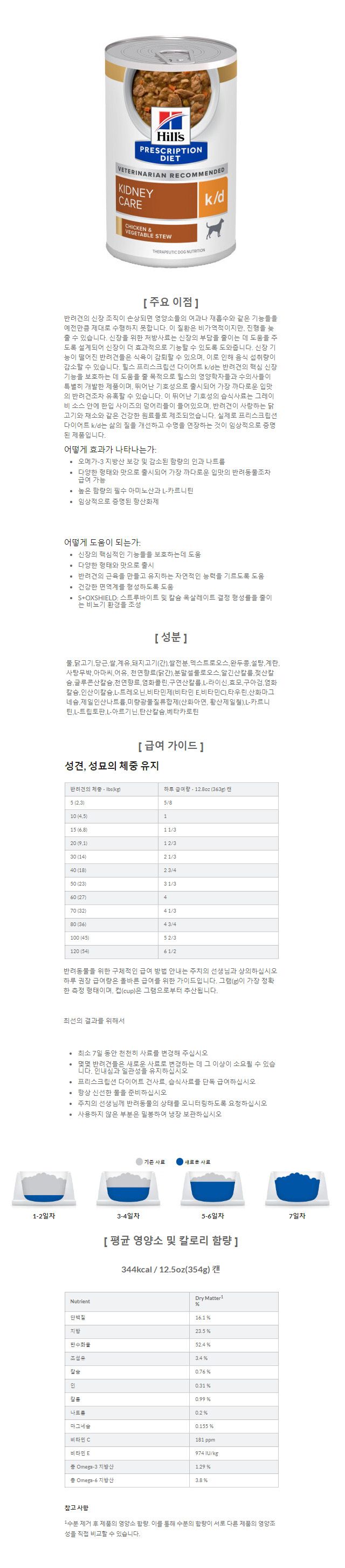 [무료배송][12개] 힐스 독 k/d 치킨&야채 스튜 354g 신장관리  1번째