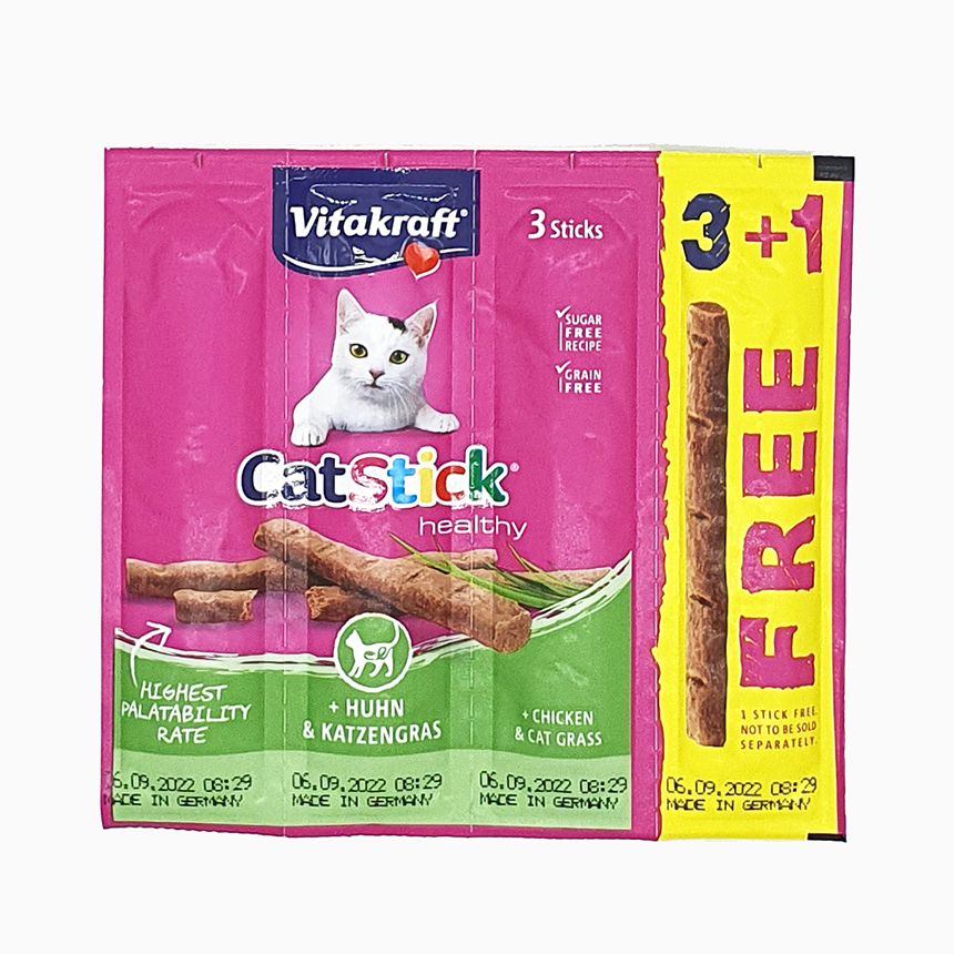 [꽉찬펫프]비타크래프트 캣스틱 치킨&캣그라스 3+1 0번
