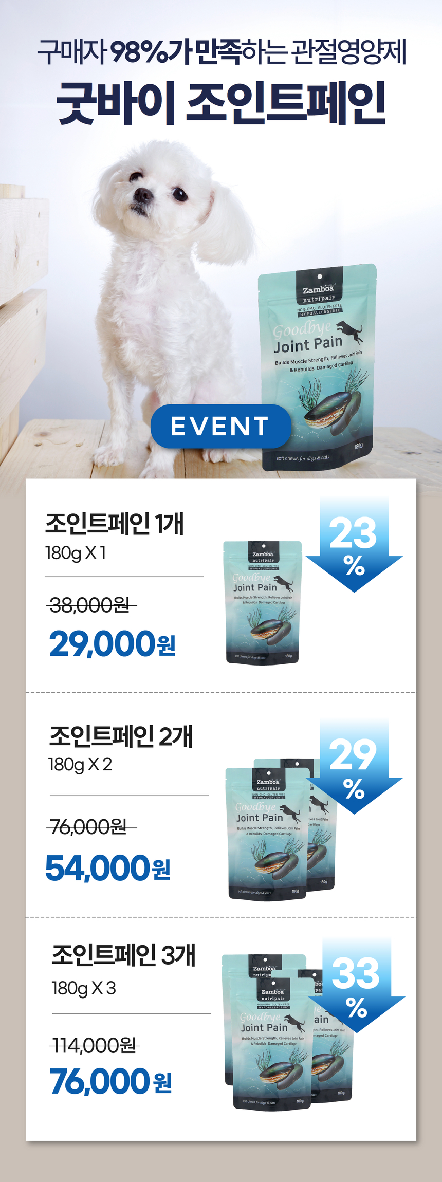 [무료배송] 잠보아 뉴트리페어 굿바이 조인트페인 180g 3번째