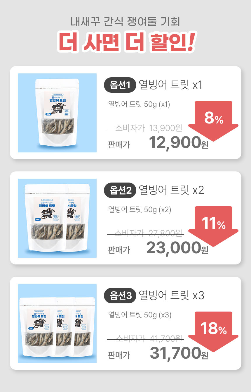 [브랜드전][2+1][무료배송] 페네핏 캣 와그작 열빙어 트릿 (50g / 200g) 3번째