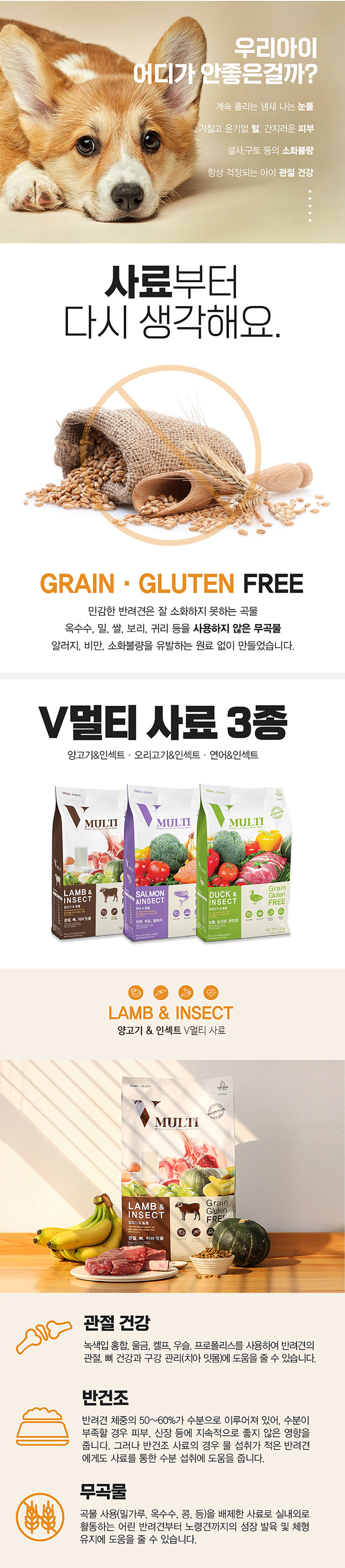 [NEW신상][무료배송] [사료샘플] V멀티 독 인섹트 반건조 사료 양고기/오리/연어 세트 10g*3ea 2번째
