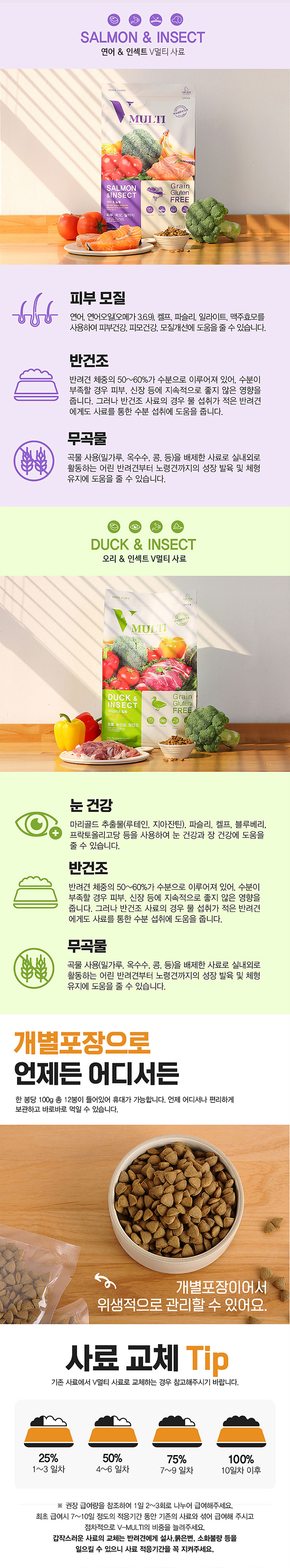 [NEW신상][무료배송] [사료샘플] V멀티 독 인섹트 반건조 사료 양고기/오리/연어 세트 10g*3ea 3번째