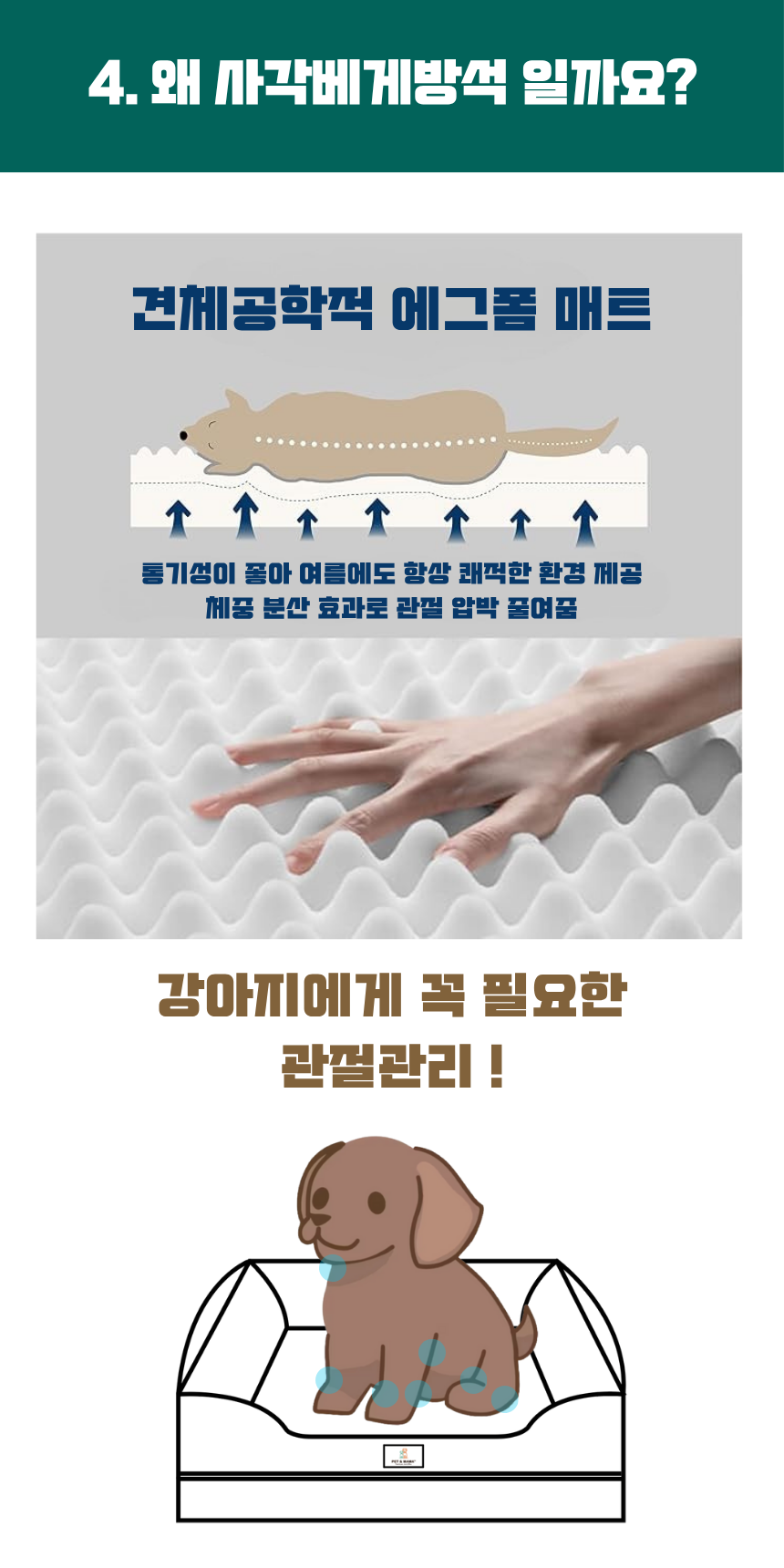 [NEW신상][무료배송] 펫앤마마 사각 베개 방석 3종 (그레이/베이지/핑크) M~XL 7번째