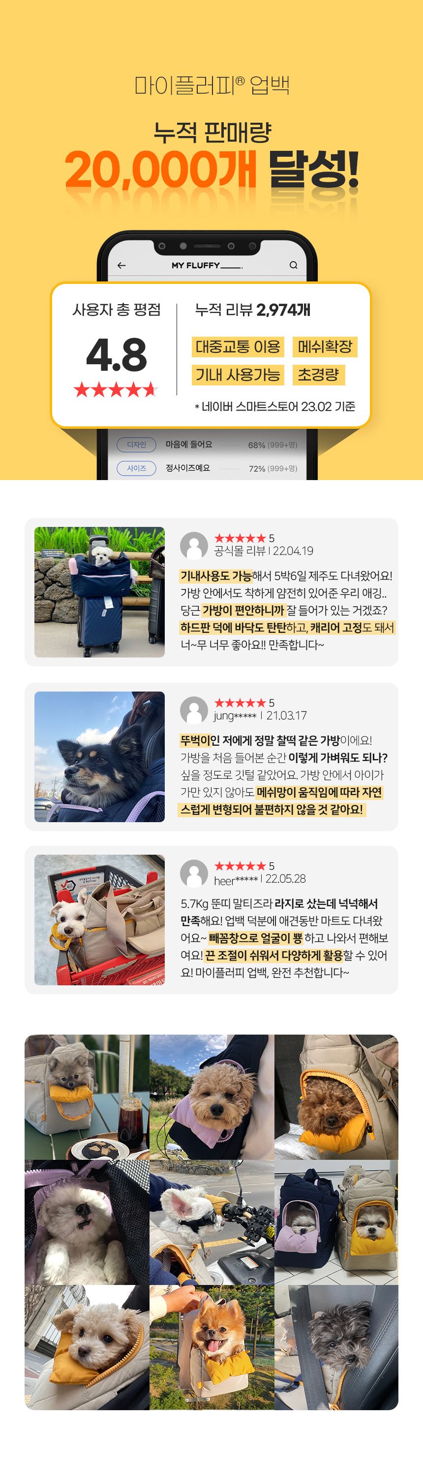 [무료배송] 마이플러피 독 이동가방 업백 네이비 M/L 5번째