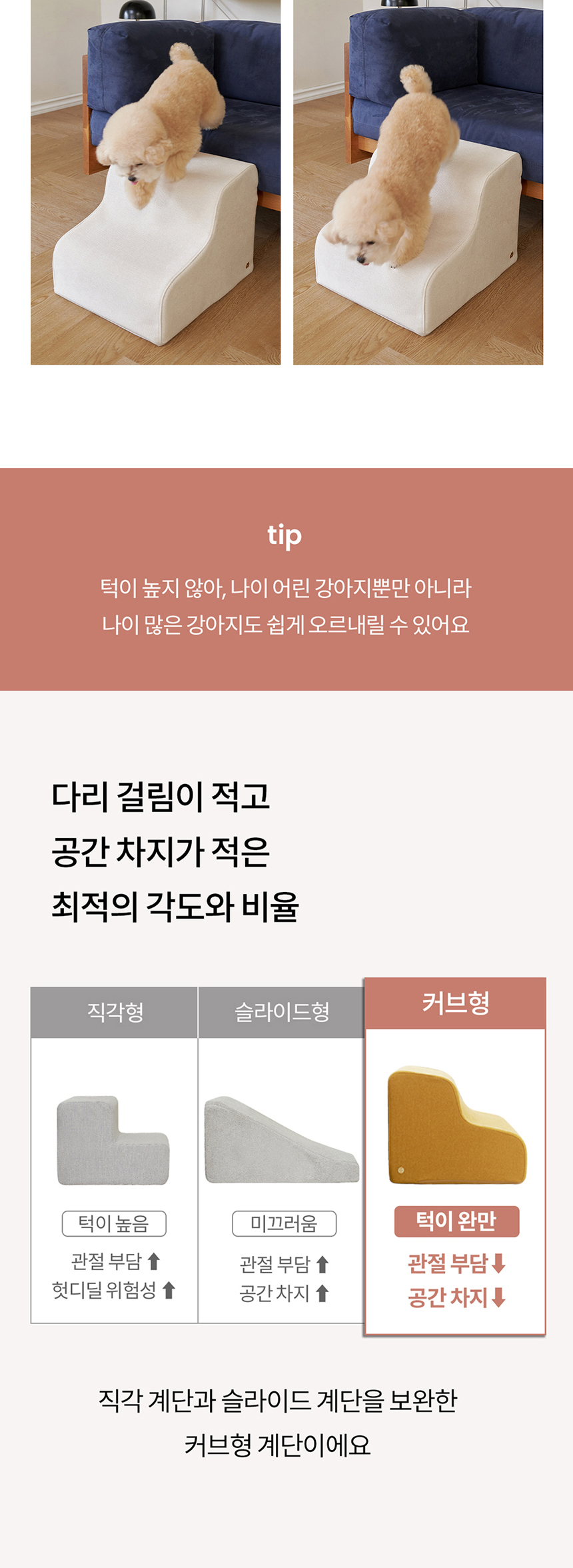 [무료배송] 리카리카 커브형 논슬립 계단 크림/머스터드/그레이 6번째