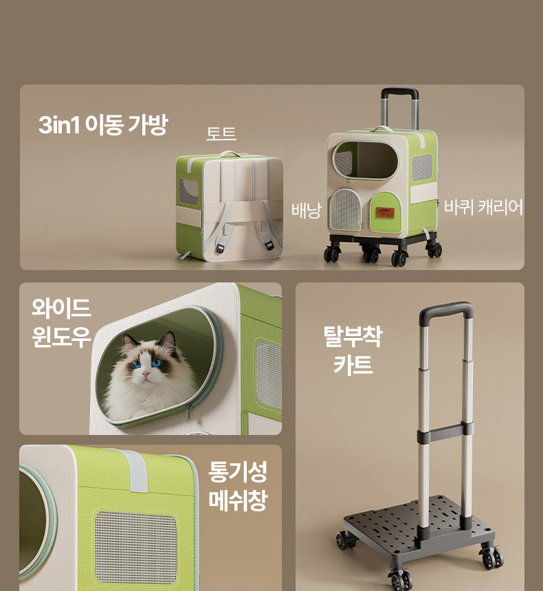 [NEW신상][무료배송] 펫볼루션 반려동물 멀티이동장 3in1 3단 조절 지퍼 가방 3번째