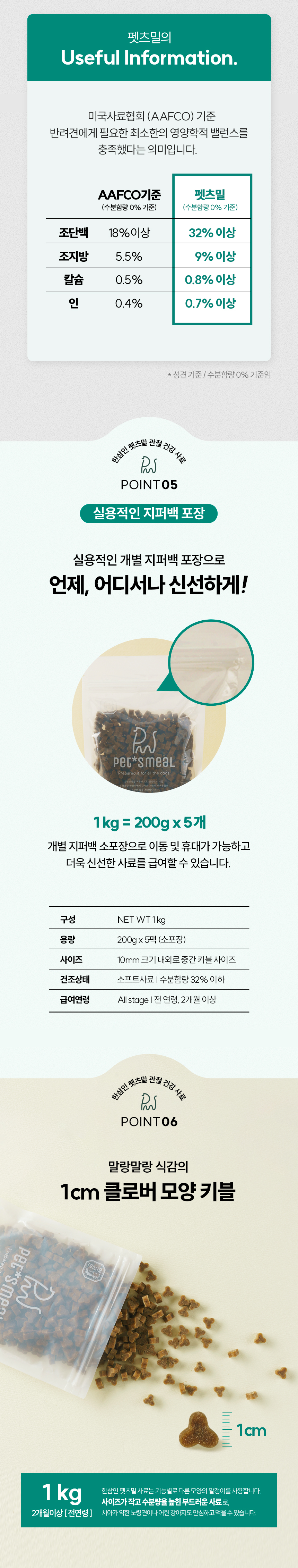 [NEW신상][무료배송] 한삼인 독 펫츠밀 관절건강 사료 1kg 12번째