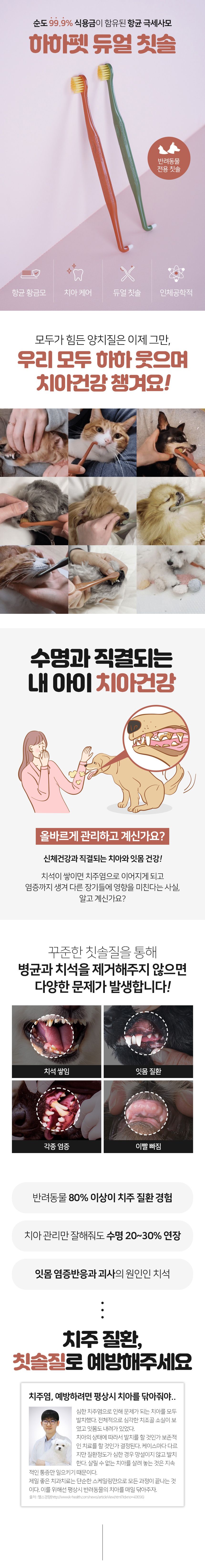 [무료배송] 하하펫 듀얼 칫솔 그린 1번째