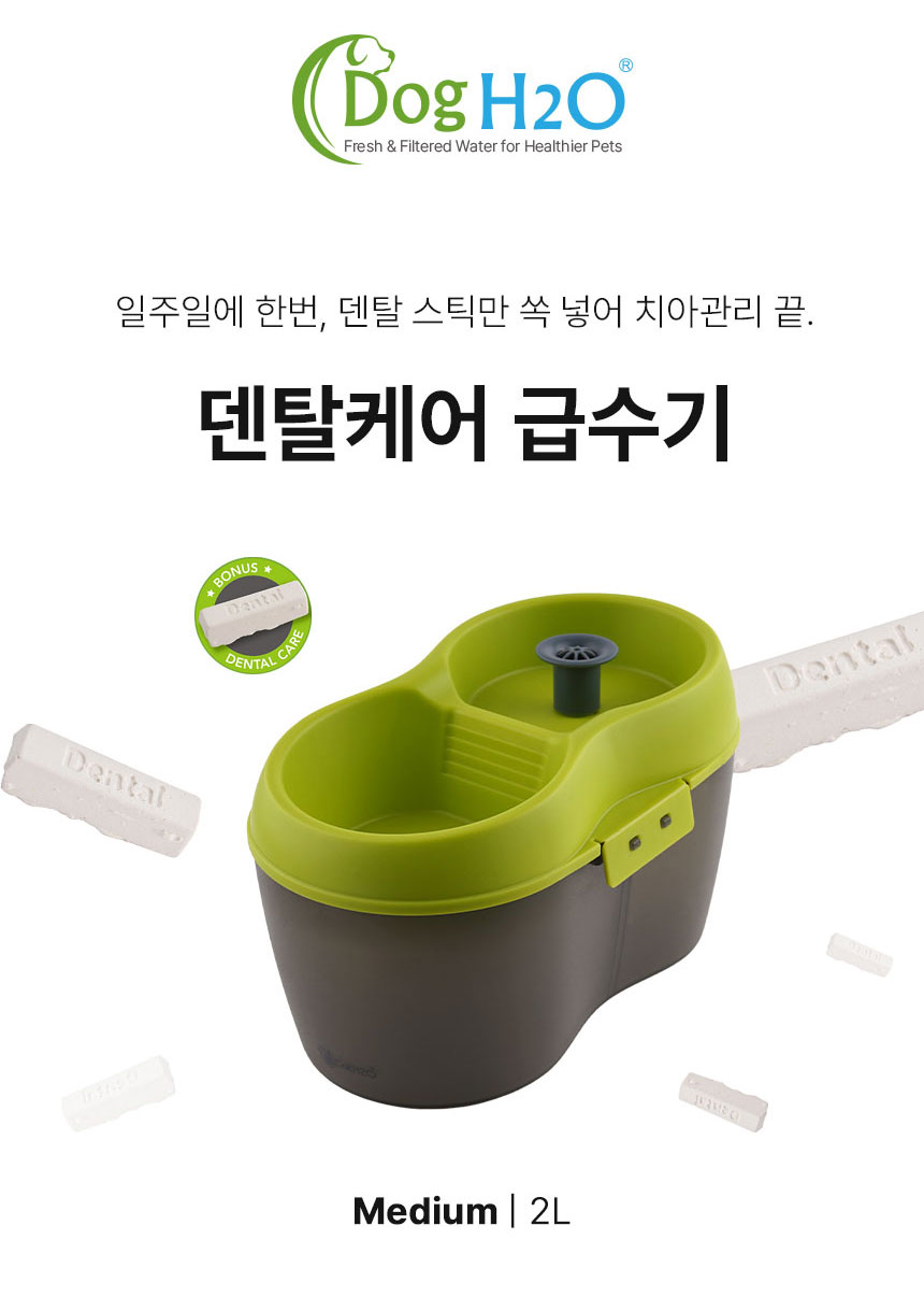[무료배송] Dogh2o 강아지 고양이 구강케어 자동급수기 정수기 2리터 2번째