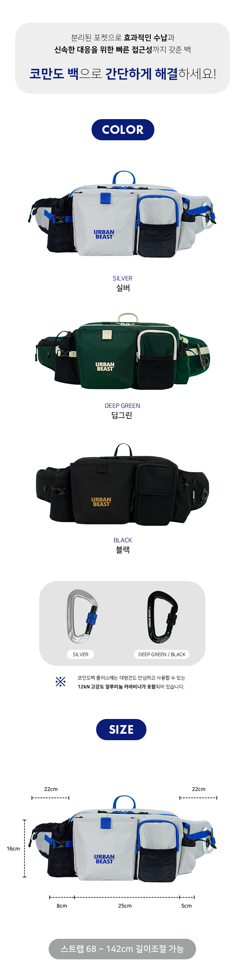 [무료배송] 어반비스트 코만도백 플러스 딥그린/실버/블랙 6번째