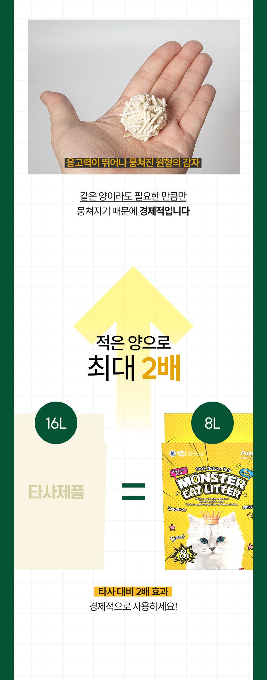 [NEW신상][5개] 몬스터 캣리터 두부모래 베이비파우더향 2.0mm 8L 8번째