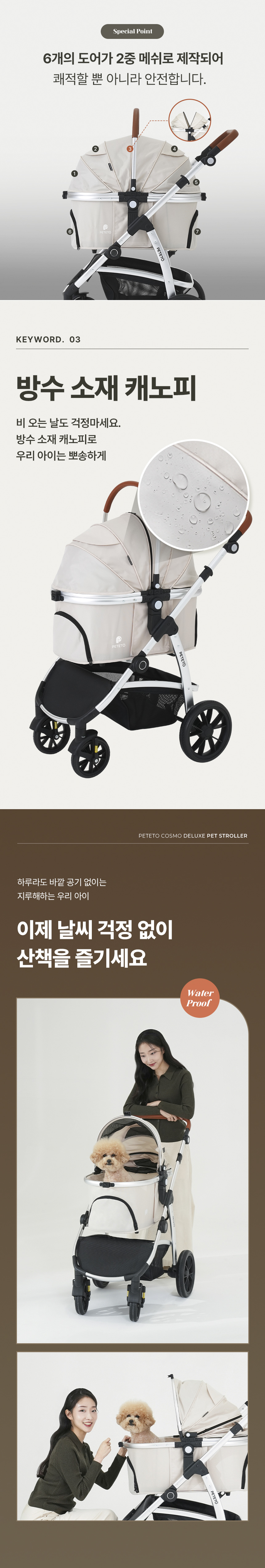 [NEW신상][무료배송] 페테토 분리형 강아지 유모차 COSMO 디럭스 6번째