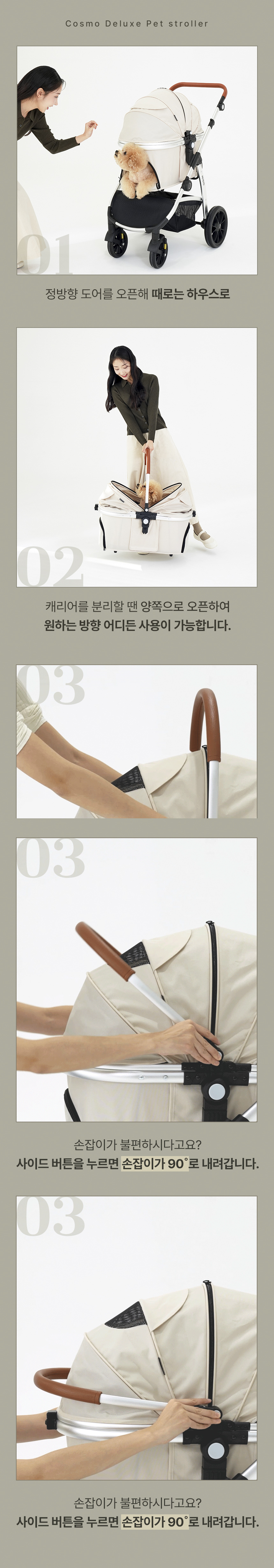 [NEW신상][무료배송] 페테토 분리형 강아지 유모차 COSMO 디럭스 5번째