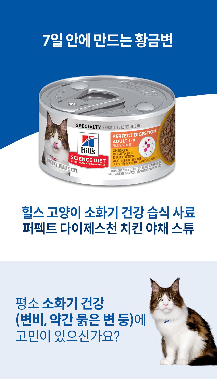 힐스 캣 어덜트 퍼펙트 다이제스천 치킨&야채 스튜 82g 1번째
