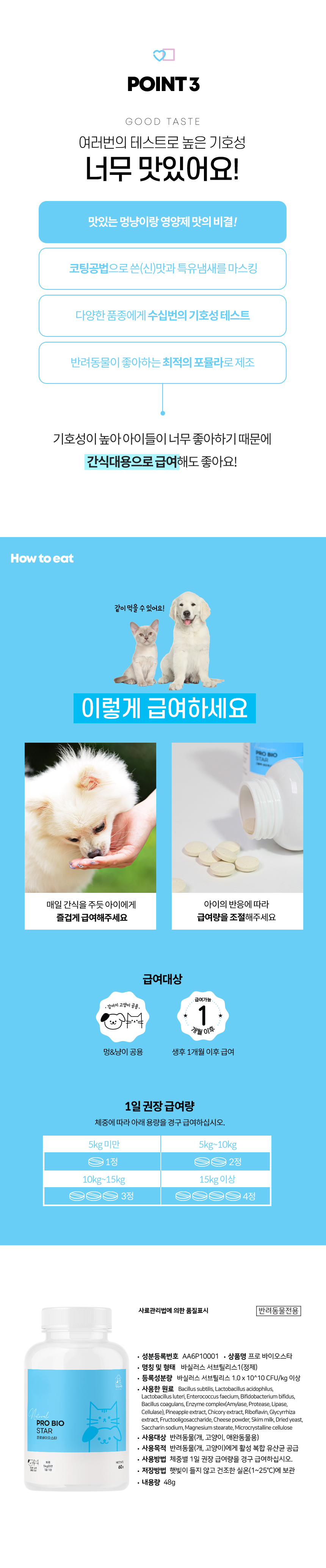 [무료배송] 멍냥이랑 프로바이오스타 반려동물 유산균 영양제 60정 5번째