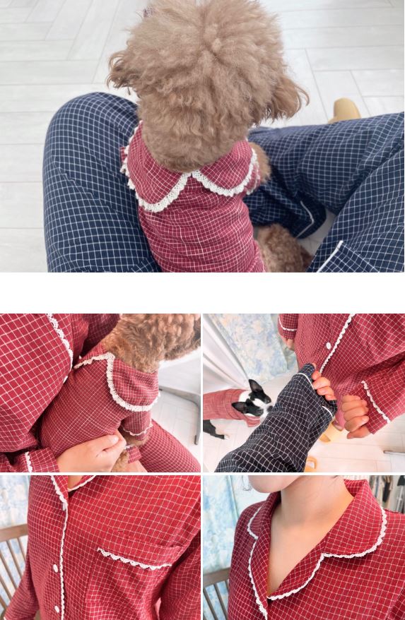 [무료배송] 찰리롤리 딥체크 잠옷 레이스 파자마 셔츠 커플룩 S-2XL 19번째