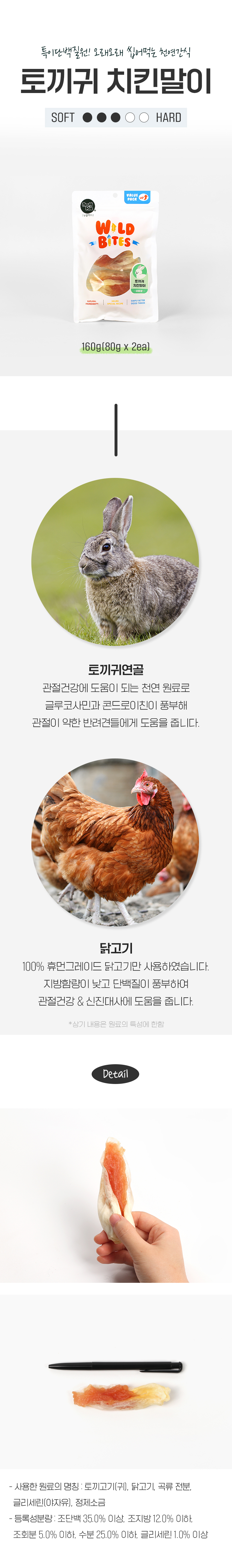 [NEW신상][무료배송] 뉴알엑스 토끼귀+치킨말이 160g (80gx2개) 1번째