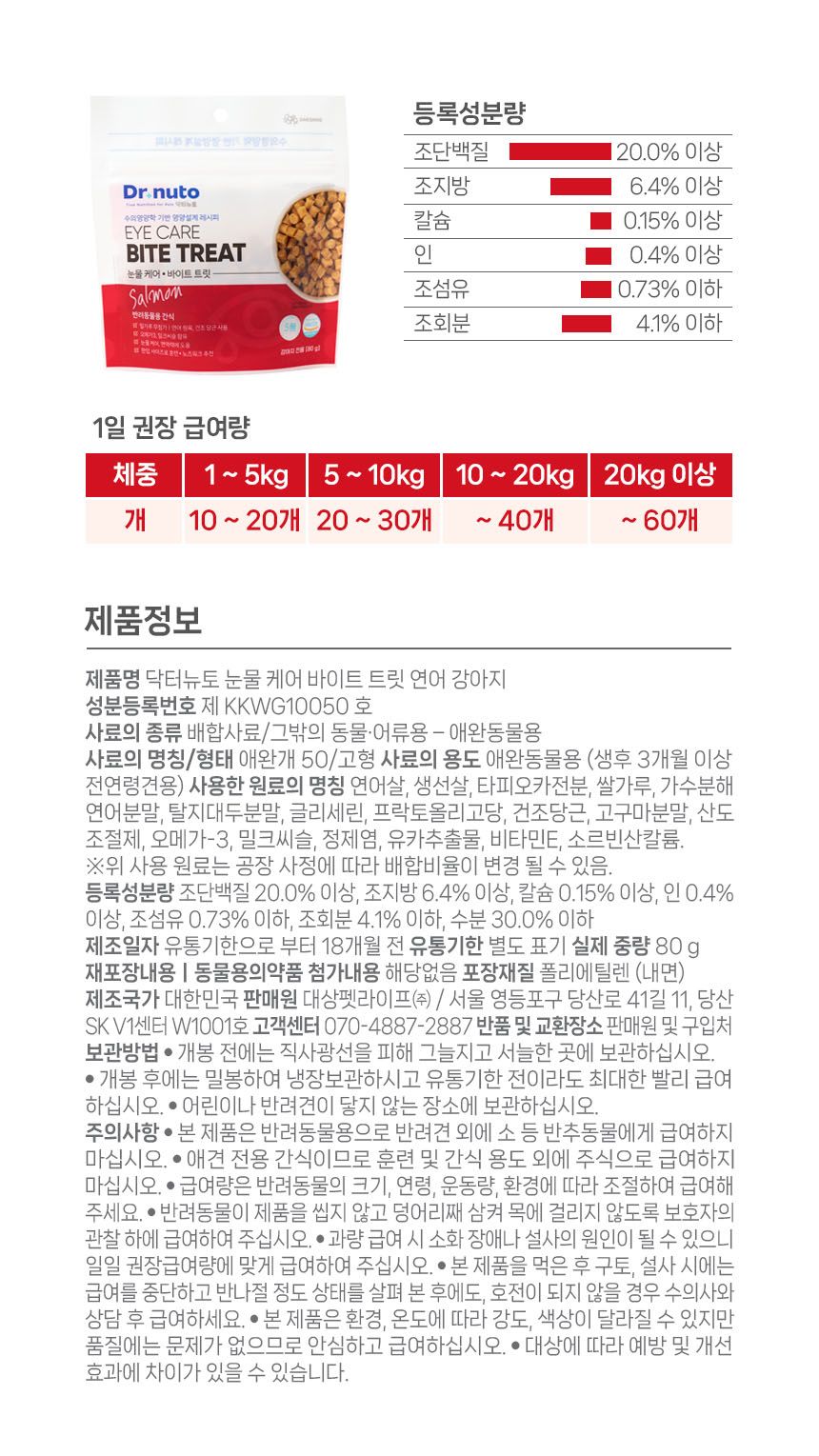 [유통기한임박, 24년12월13일] 닥터뉴토 독 눈물케어 바이트 트릿 연어 80g 18번째