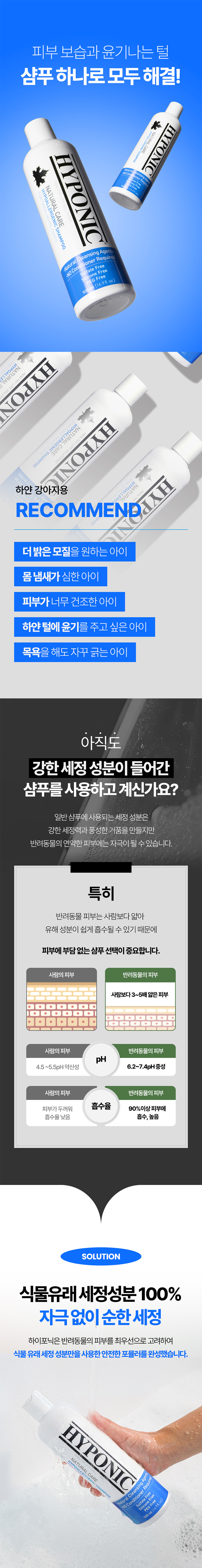 [무료배송] 하이포닉 독 백모용 샴푸 500ml 4번째