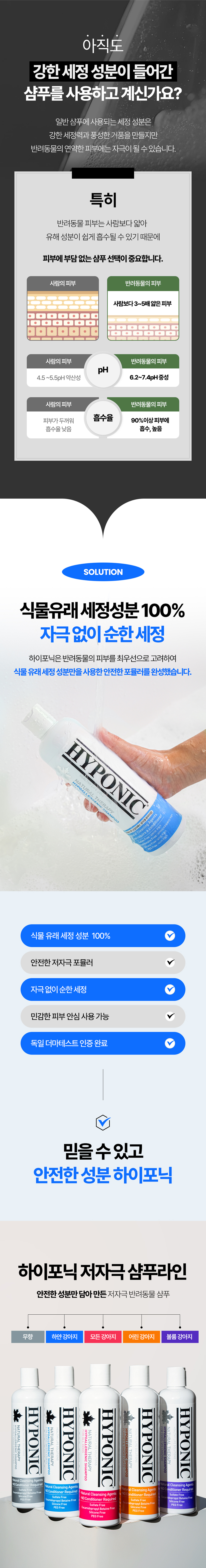 [무료배송] 하이포닉 독 백모용 샴푸 500ml 3번째