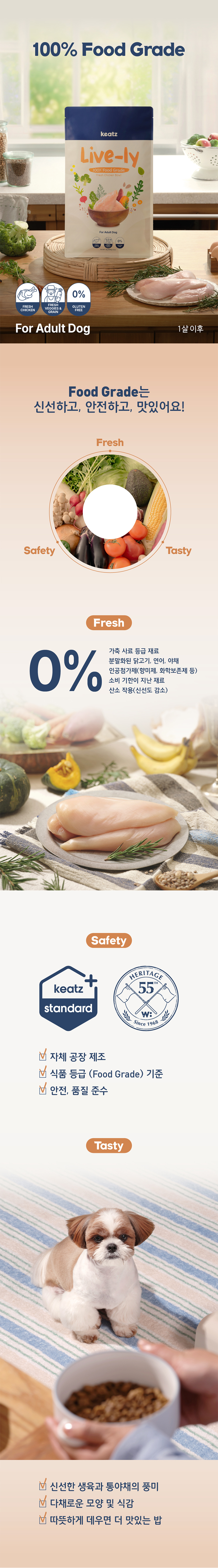 [NEW신상][무료배송] 키츠 독 라이블리 프레시 치킨 보울 트라이얼 팩 250g 1번째
