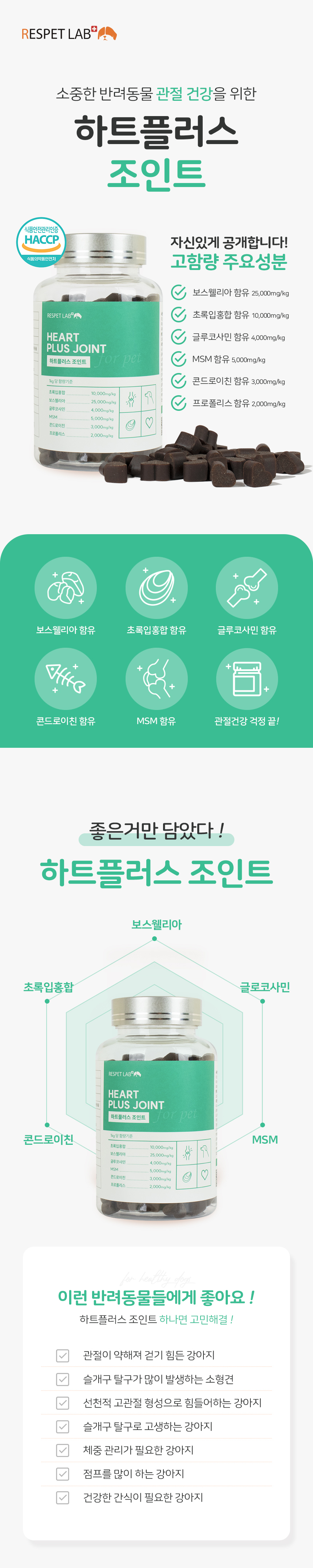 [무료배송] 리스펫 독 하트플러스 조인트 160g 2번째