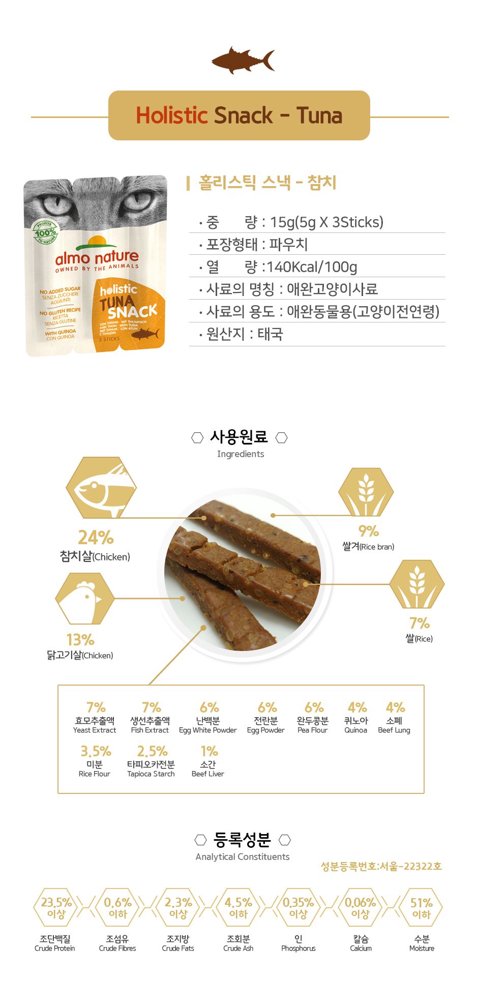 알모네이쳐 캣 홀리스틱 스낵 참치 5g*3p 3번째