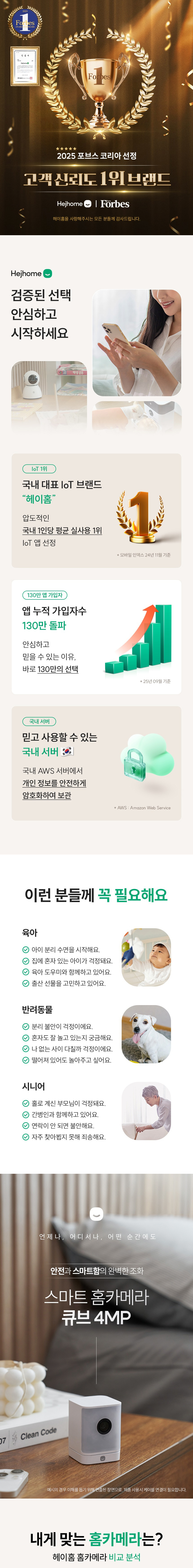 [무료배송] 헤이홈 스마트 홈카메라 펫캠 4MP 큐브형 25년형 1번째