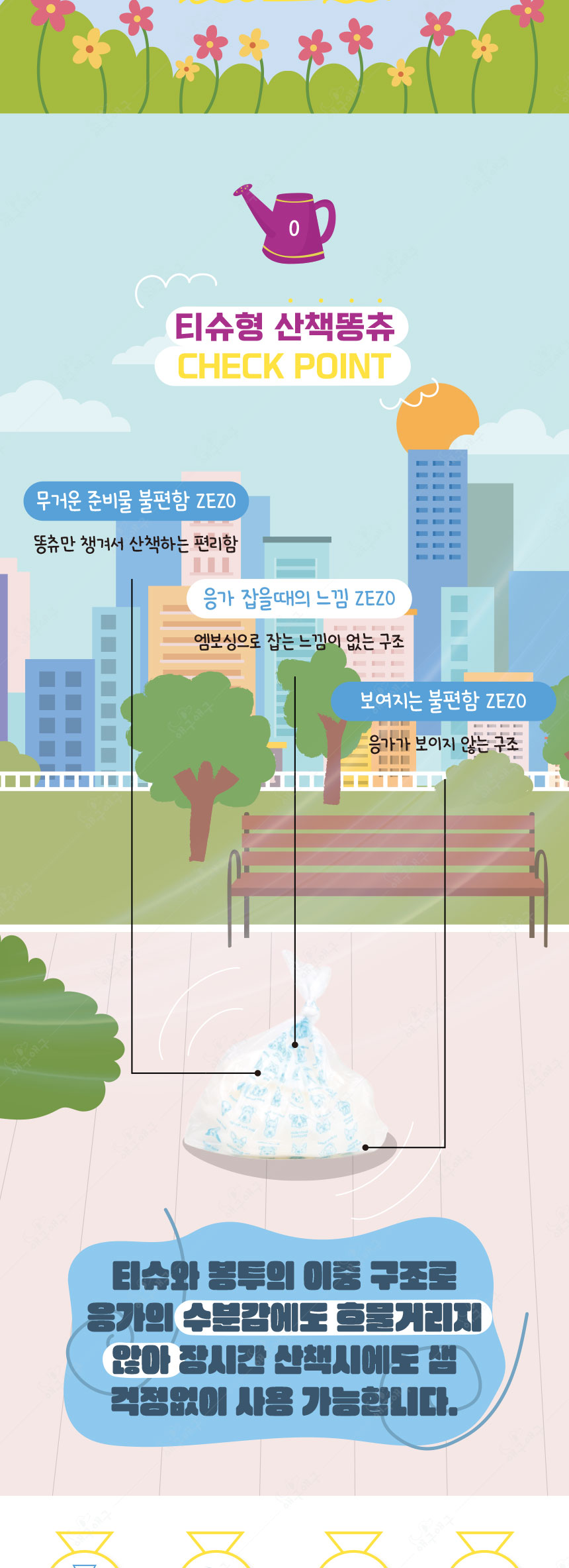 [무료배송] 애구애구 배변봉투 티슈형 똥츄 100매 2번째