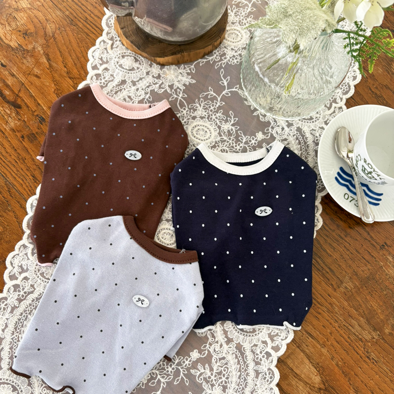 [NEW신상][무료배송] 해피댕댕 도트티셔츠 3종 (네이비,브라운,인디블루) S-XL 1번째
