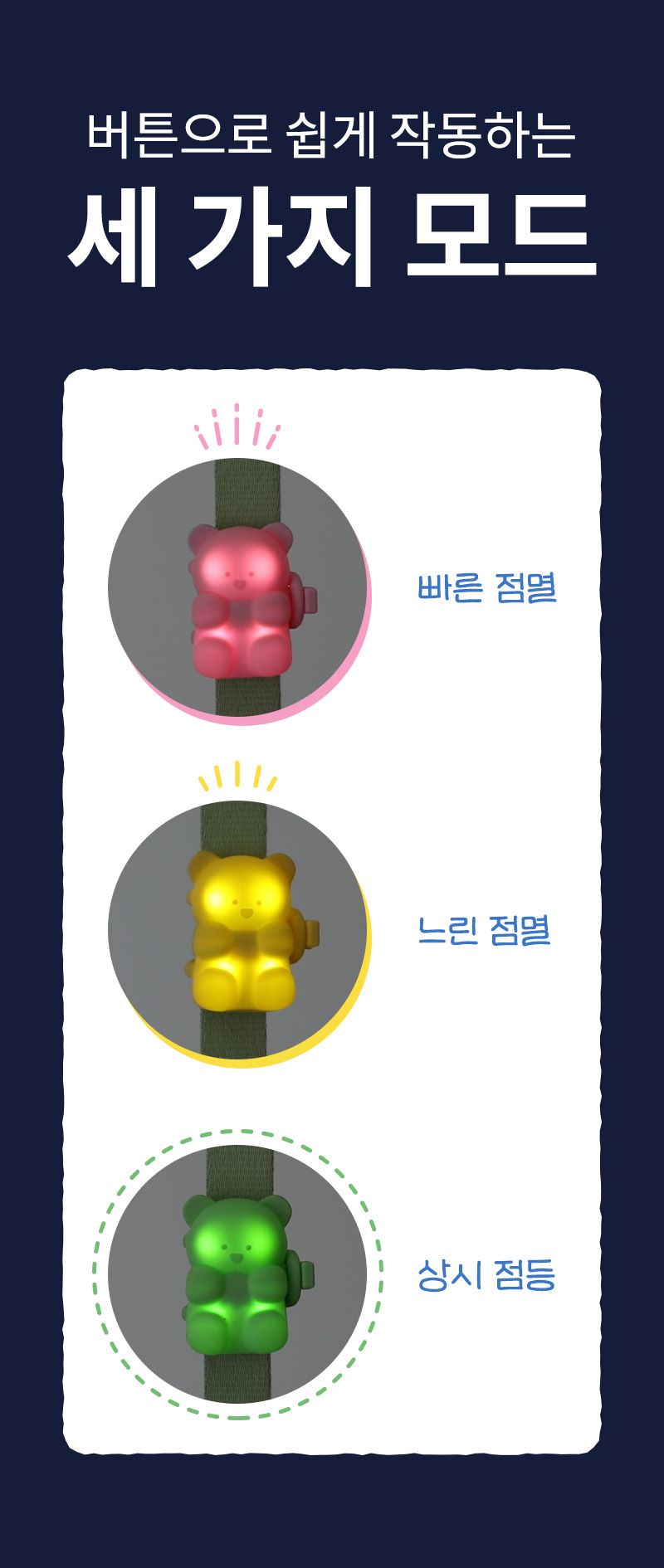 [창고대방출] 바잇미 젤리곰 LED 충전식 블링커 메론 5번째