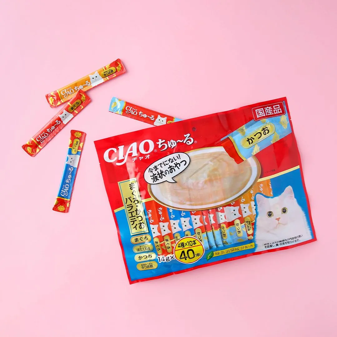 이나바 캣 챠오 츄르 참치&가다랑어 버라이어티 14g*40p