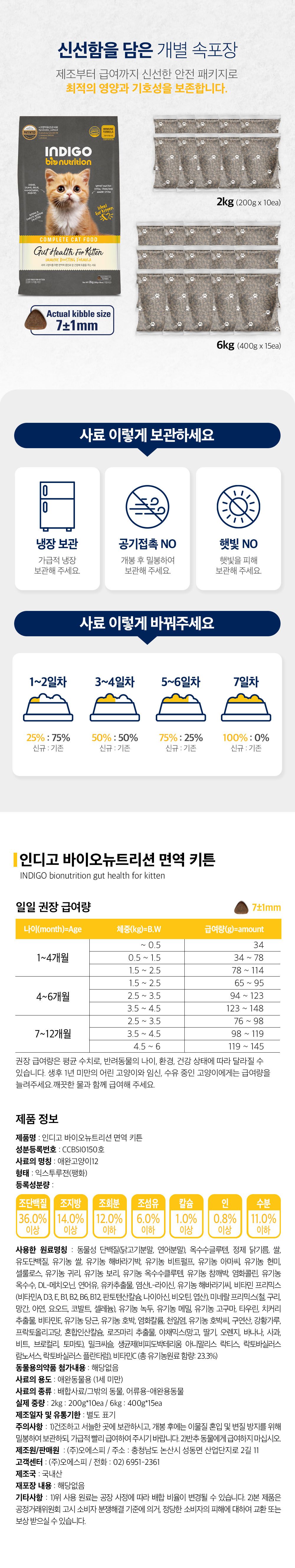 인디고 캣 면역&장 키튼 2kg 7번째