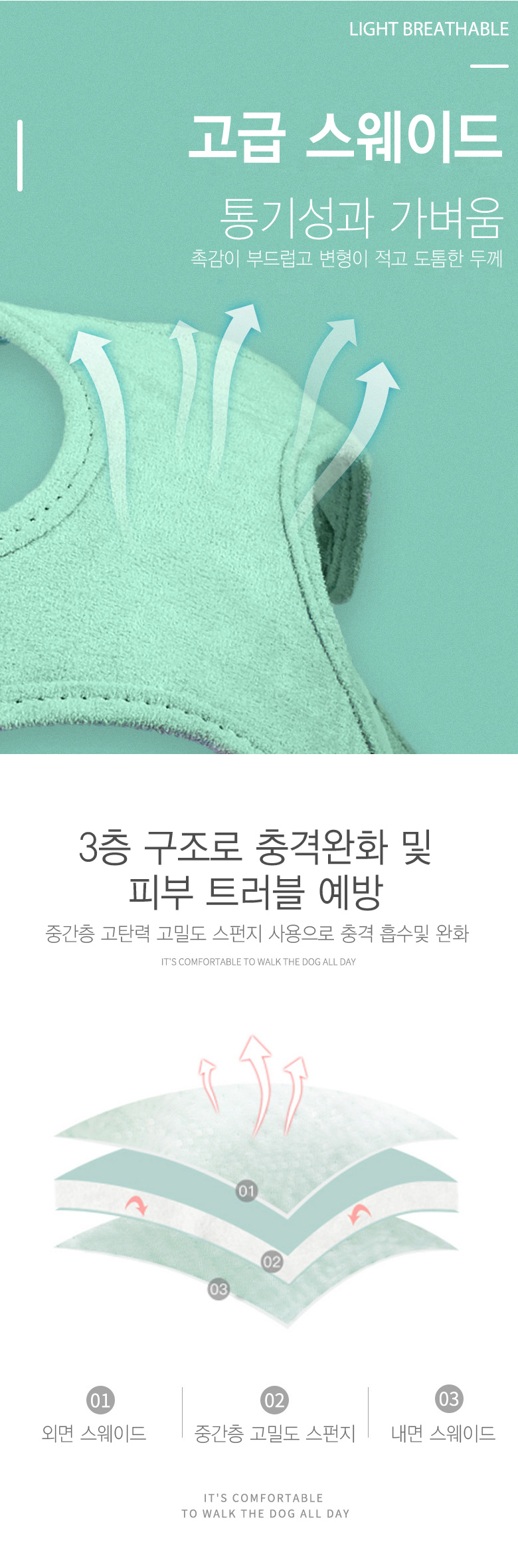[NEW신상][무료배송] 준성펫 X형 스웨이드 하네스 & 리드줄 세트 (1.5m) 6번째
