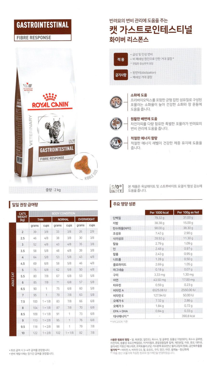 [무료배송] 로얄캐닌 캣 가스트로 인테스티널 화이버 리스폰스 2kg 1번째