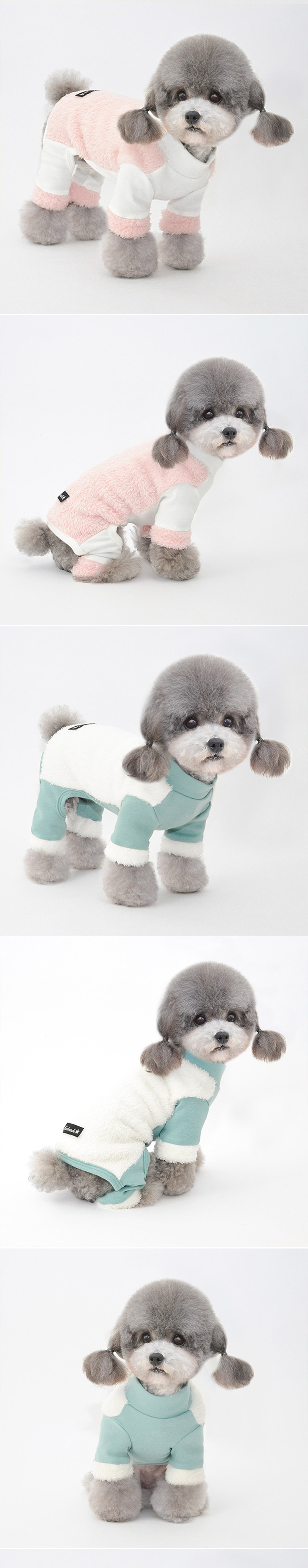 [무료배송] 딩동펫 강아지옷 러브 반목 퍼 올인원 민트/핑크 S-XXL 2번째