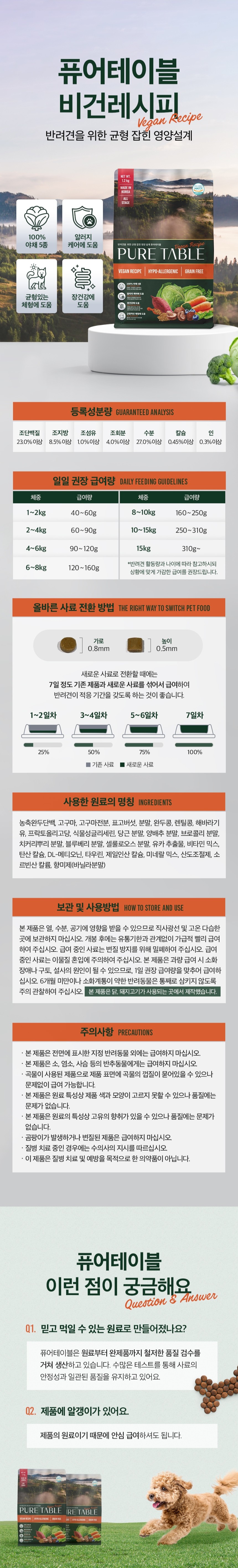 [NEW신상][무료배송] 퓨어테이블 비건레시피 소프트사료 1.2kg 5번째