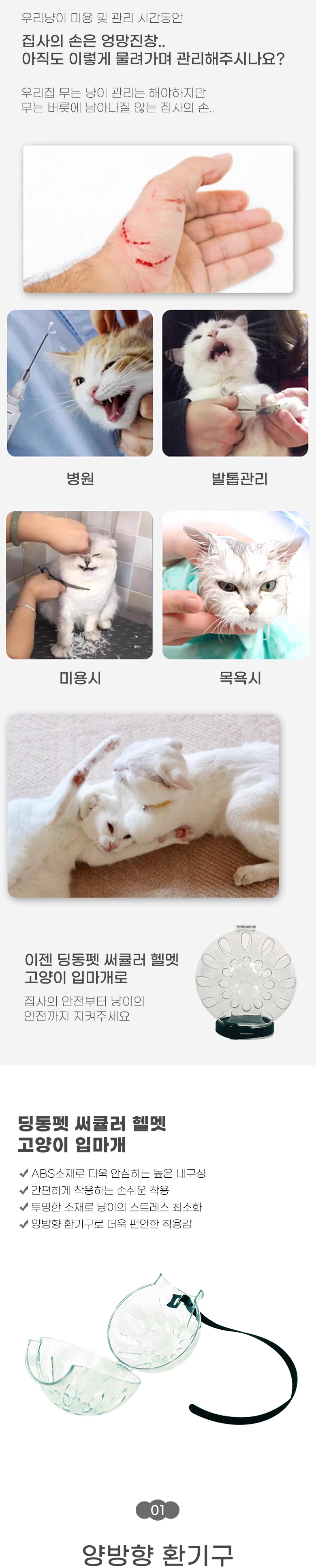 [무료배송] 딩동펫 써큘러 헬멧 고양이 입마개 M-L 2번째
