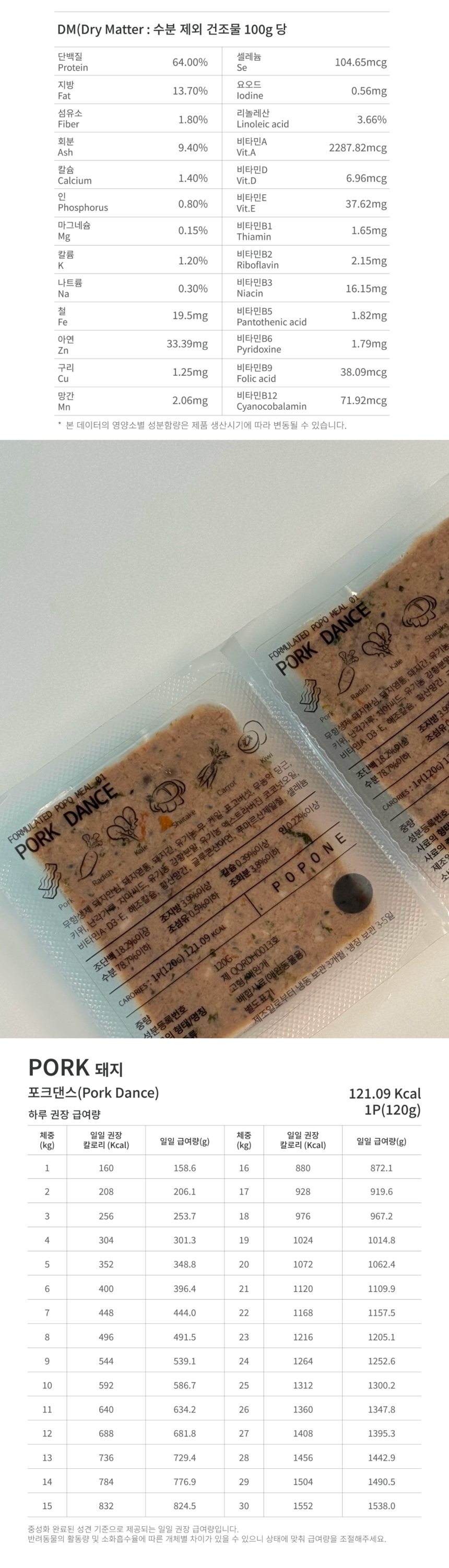 [NEW신상][무료배송] 포포네 주식 MEAL 01. 돼지 / 포크댄스 120g*3P 2번째