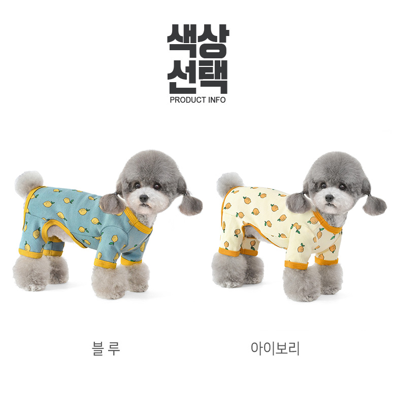 [NEW신상][무료배송] 준성펫 레몬 올인원&모자 세트 (아이보리/블루) 11번째